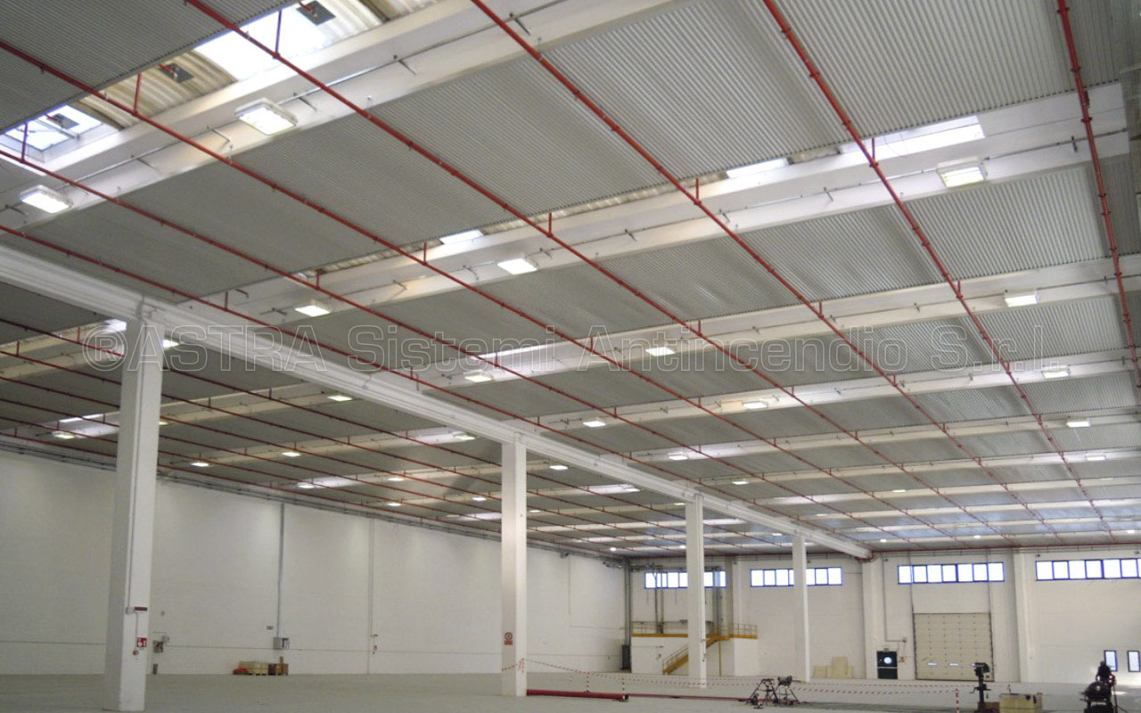 Impianto sprinkler a umido-risposta rapida-spegnimento tempestivo a protezione deposito