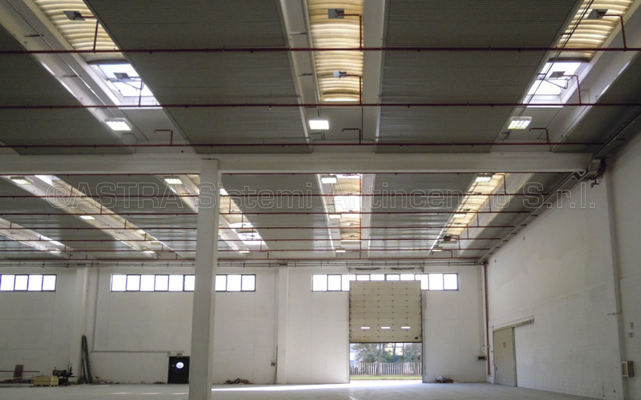 Impianto sprinkler a umido-risposta rapida-spegnimento tempestivo a protezione deposito